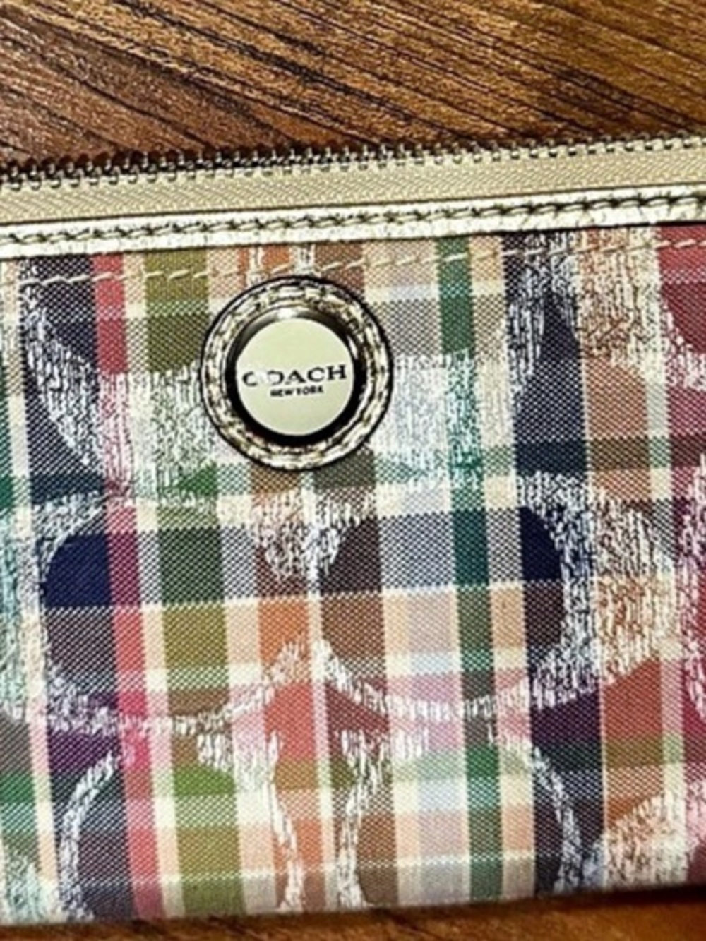 Coach Plaid Wallet in Multi & Pink